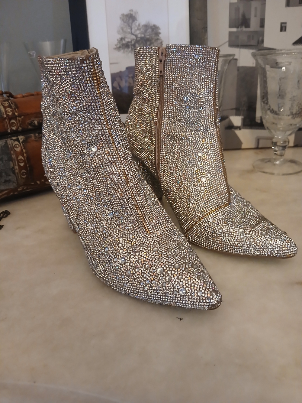 Betsey Johnson Silver Glass Slipper Boots 9.5